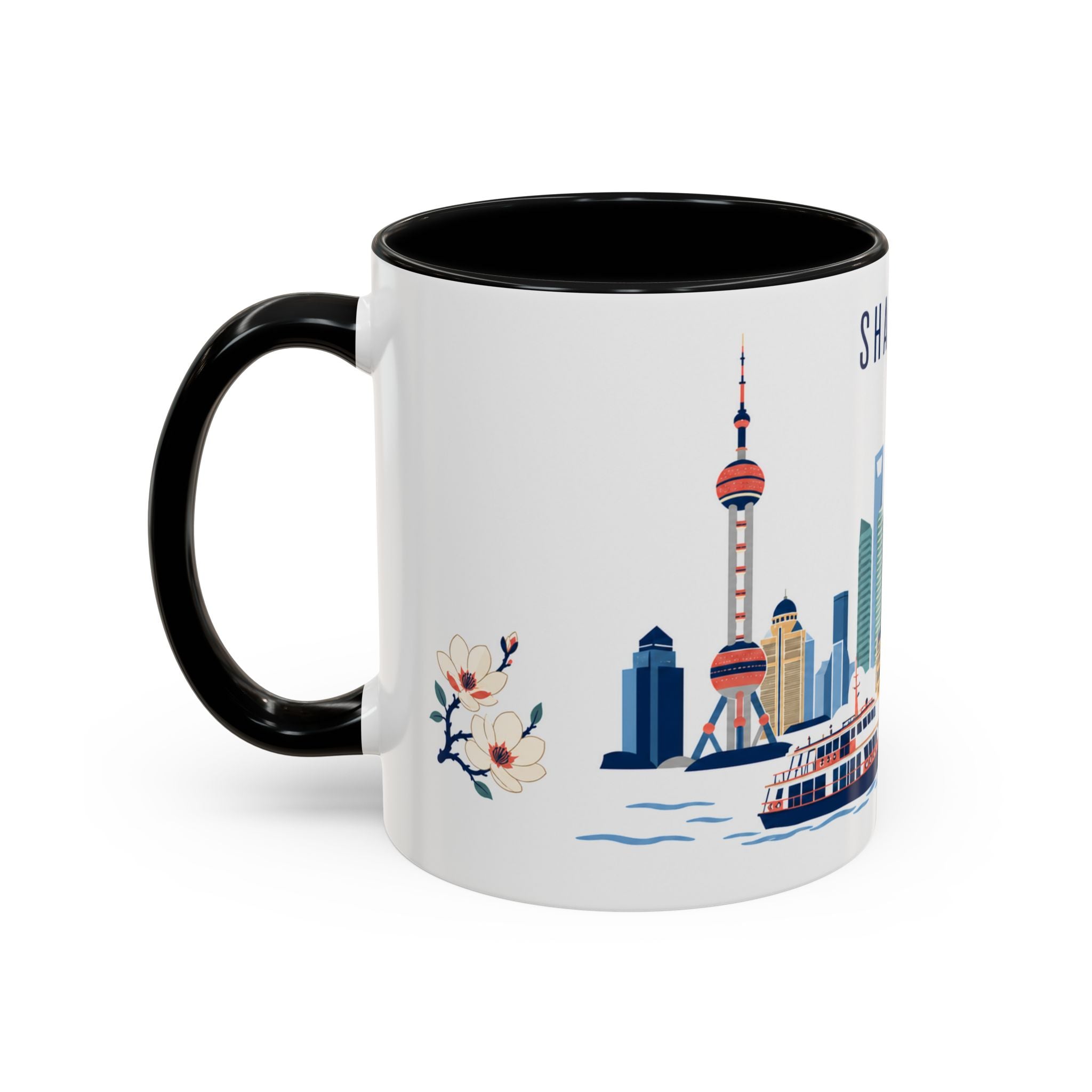Shanghai Coffee Mug | China Travel Souvenir | Porcelain Decal City Gift | 11oz 15oz Accent Mug