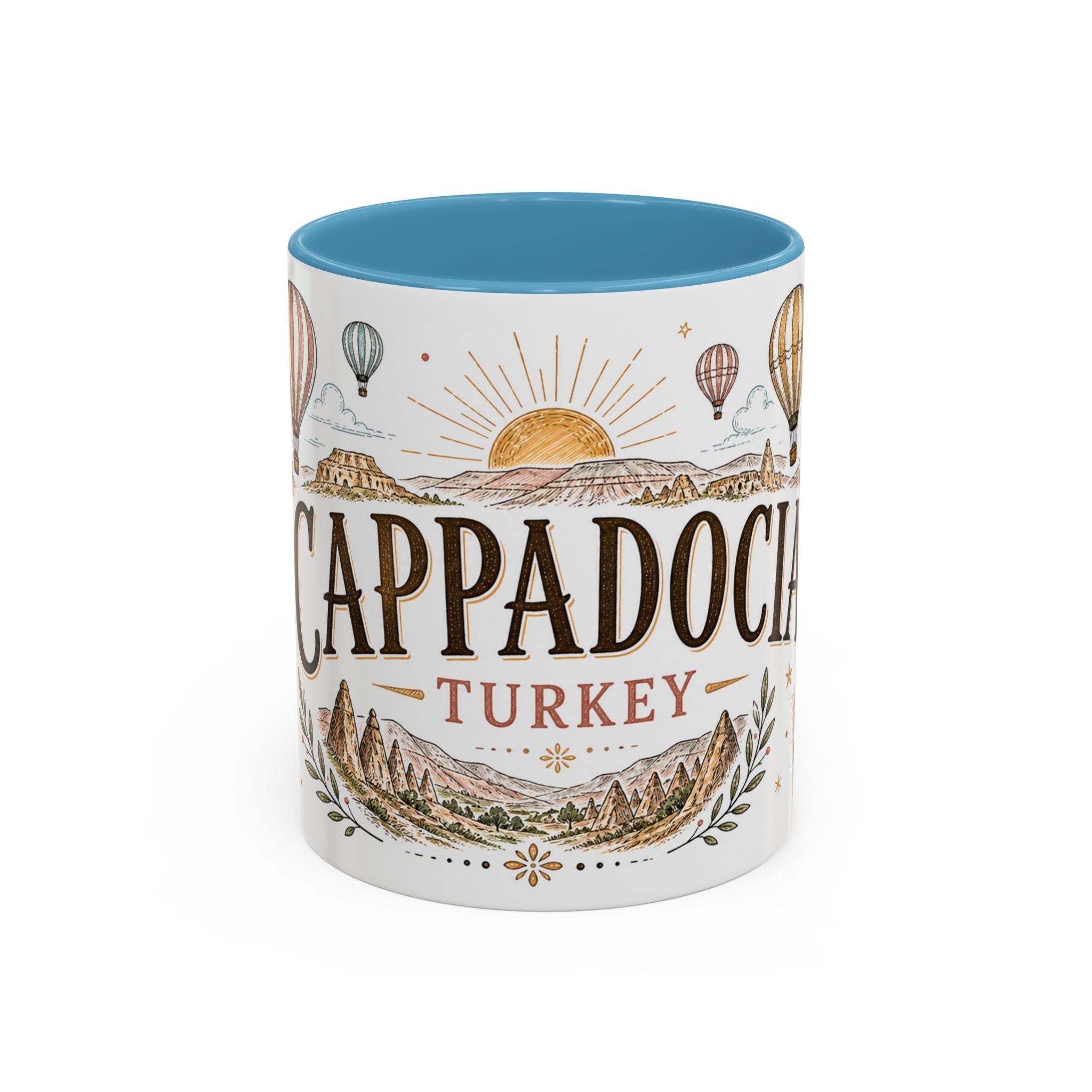 Cappadocia Coffee Mug | Travel Destination Souvenir Gift | Accent Color Ceramic 11oz 15oz
