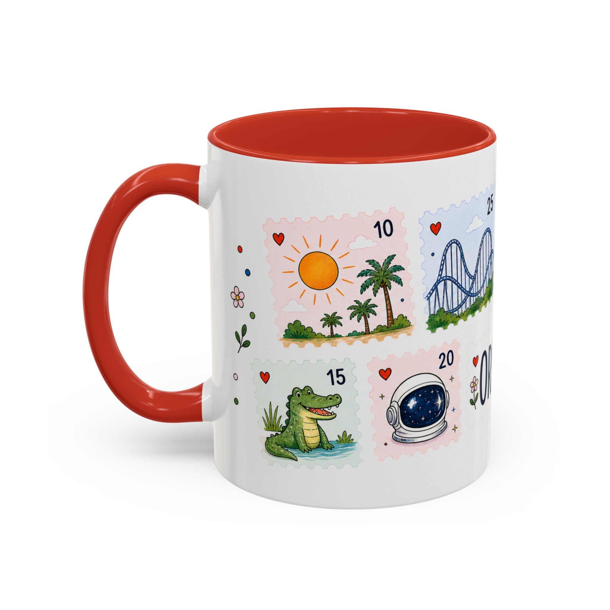 Orlando Coffee Mug | Postage Stamp Collage Mug | Travel Souvenir Accent Cup 11oz 15oz