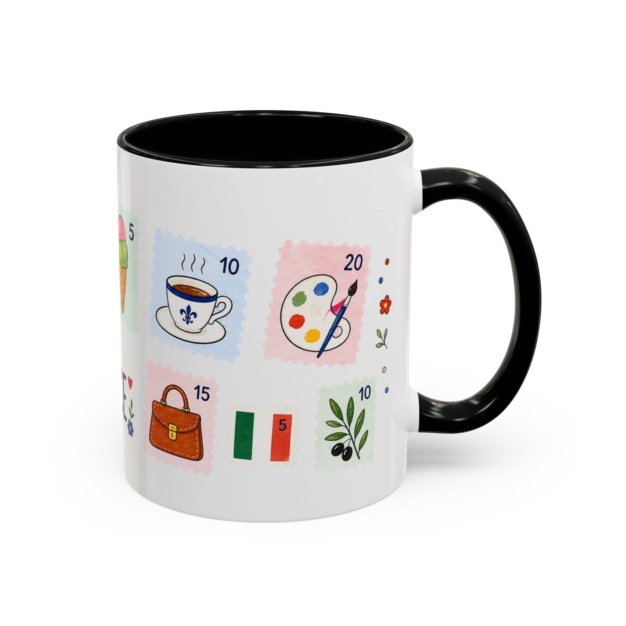 Florence Coffee Mug | Postage Stamp Collage Mug | Travel Souvenir Accent Cup 11oz 15oz