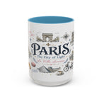 Paris Coffee Mug | France Souvenir Travel Gift | Accent Color Ceramic 11oz 15oz
