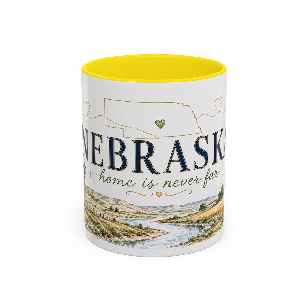 Nebraska State Mug | Moving Away, Long Distance Friendship Gift | Botanical Landscape Accent Mug