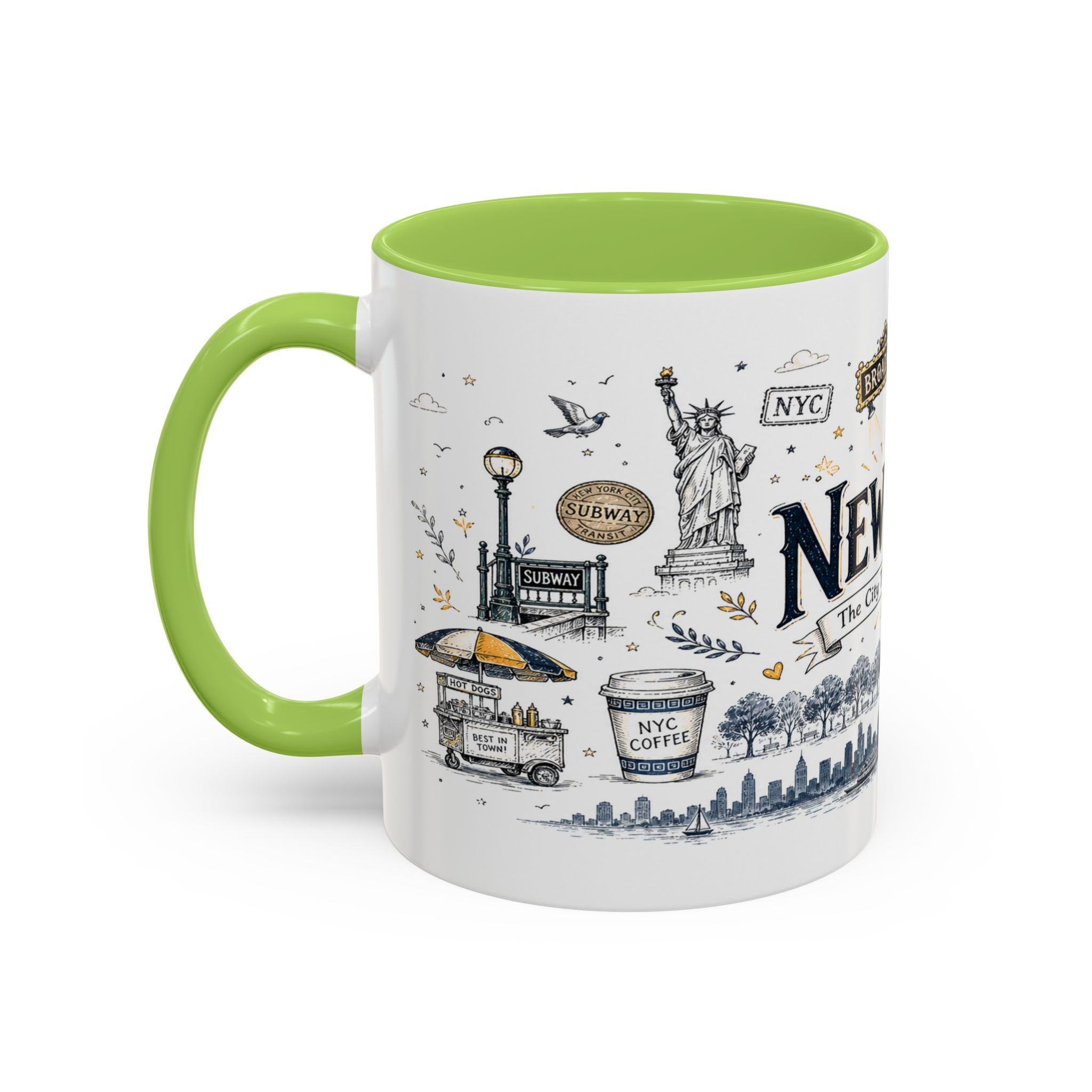 New York City Coffee Mug | New York Souvenir Travel Gift | Accent Color Ceramic 11oz 15oz