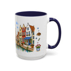 Bruges Illustrated Travel Mug | Belgium Souvenir Accent Coffee Mug | 11oz 15oz Ceramic Cup