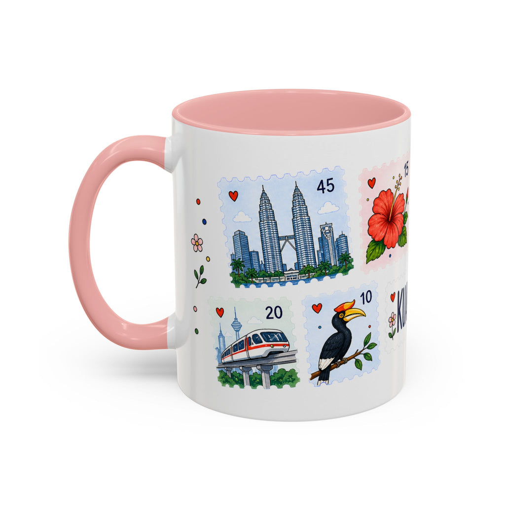 Kuala Lumpur Coffee Mug | Postage Stamp Collage Mug | Travel Souvenir Accent Cup 11oz 15oz