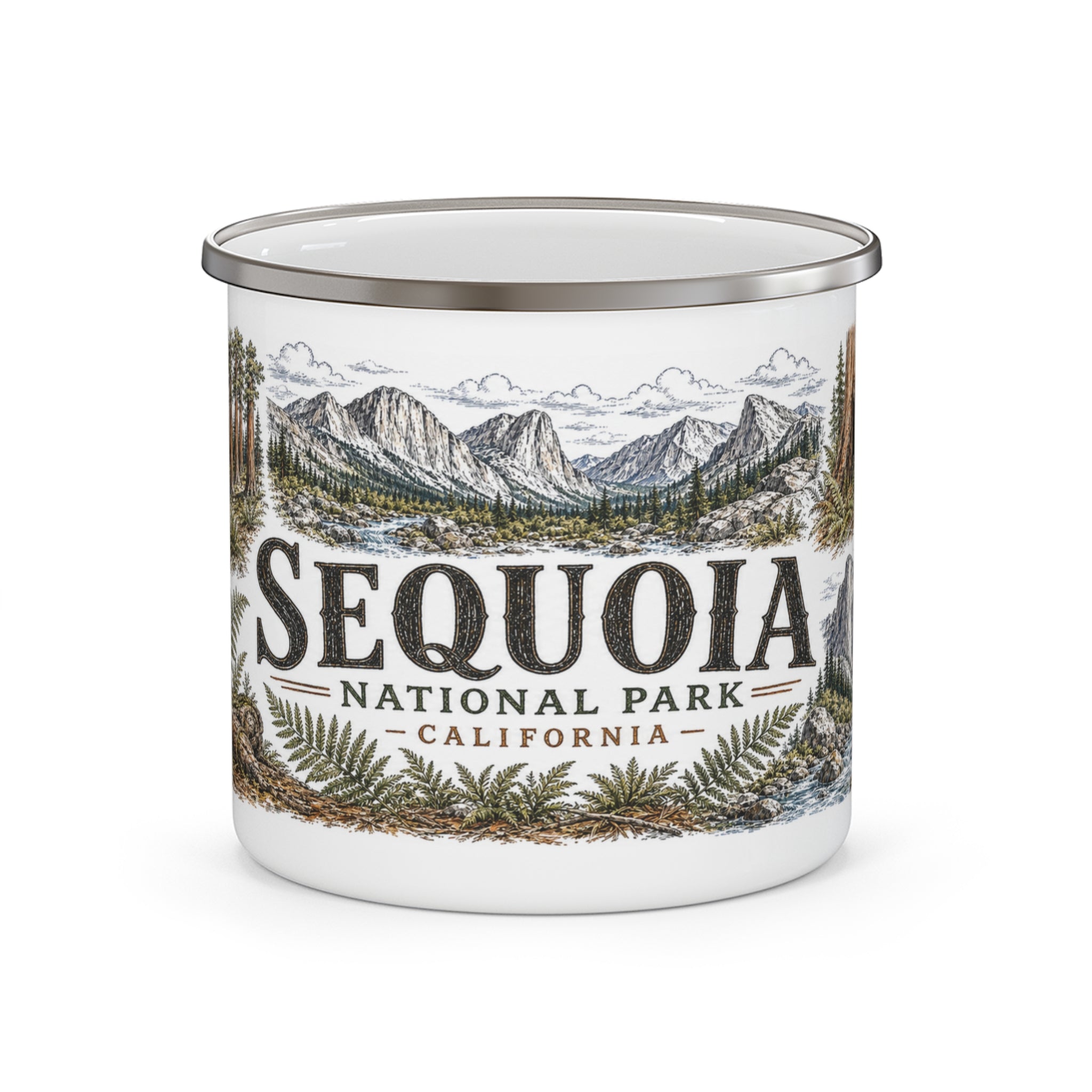 Sequoia National Park Vintage Enamel Camping Mug | 12oz National Park Hiking Gift