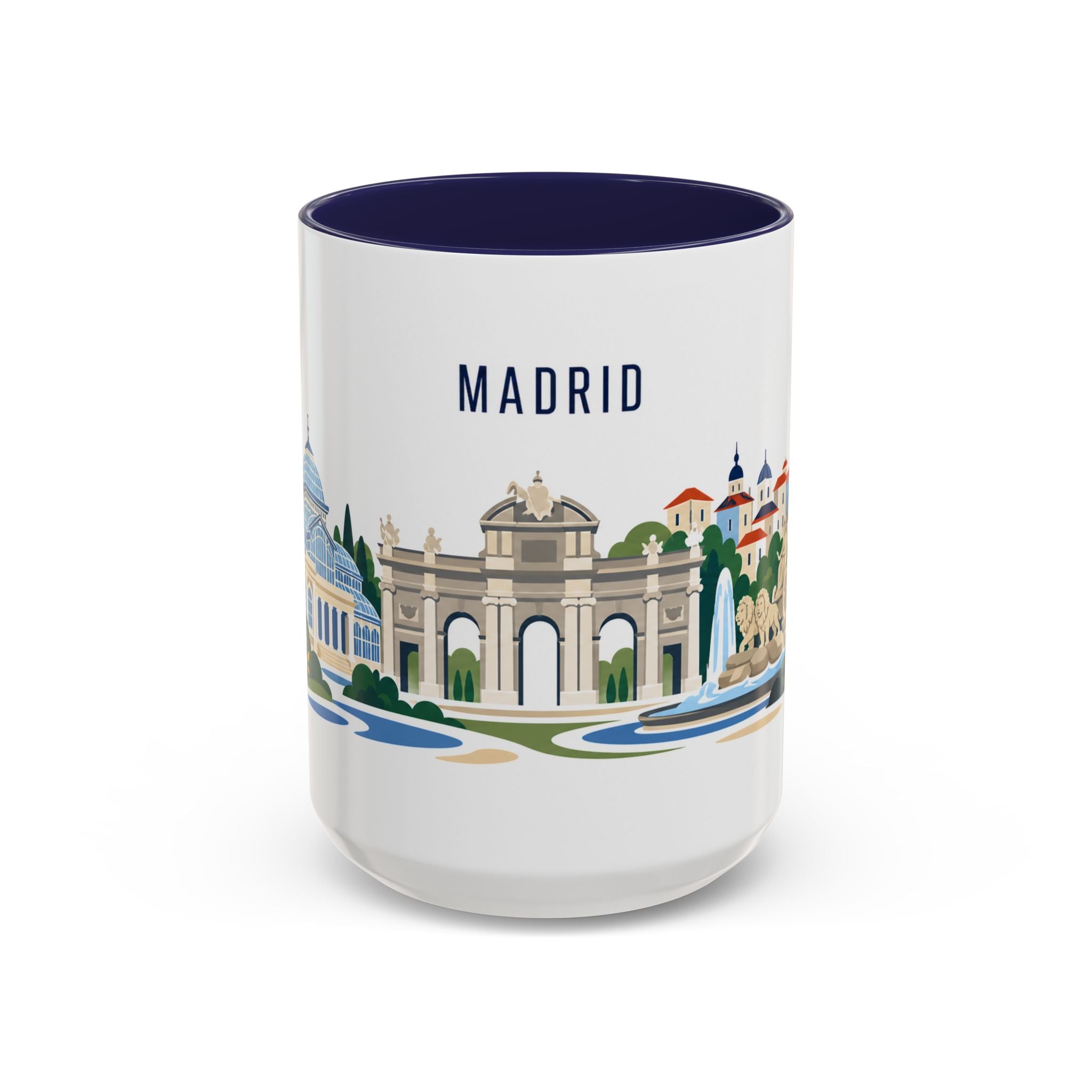 Madrid Coffee Mug | Spain Travel Souvenir | Porcelain Decal City Gift | 11oz 15oz Accent Mug