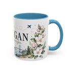 Michigan State Map Mug | Botanical Accents, Lakes Art | Homesick Gift
