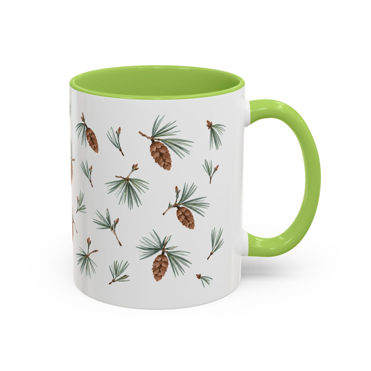 Maine White Pine Cone and Tassel Mug, State Flower Floral Coffee Cup, 11oz Botanical Gift