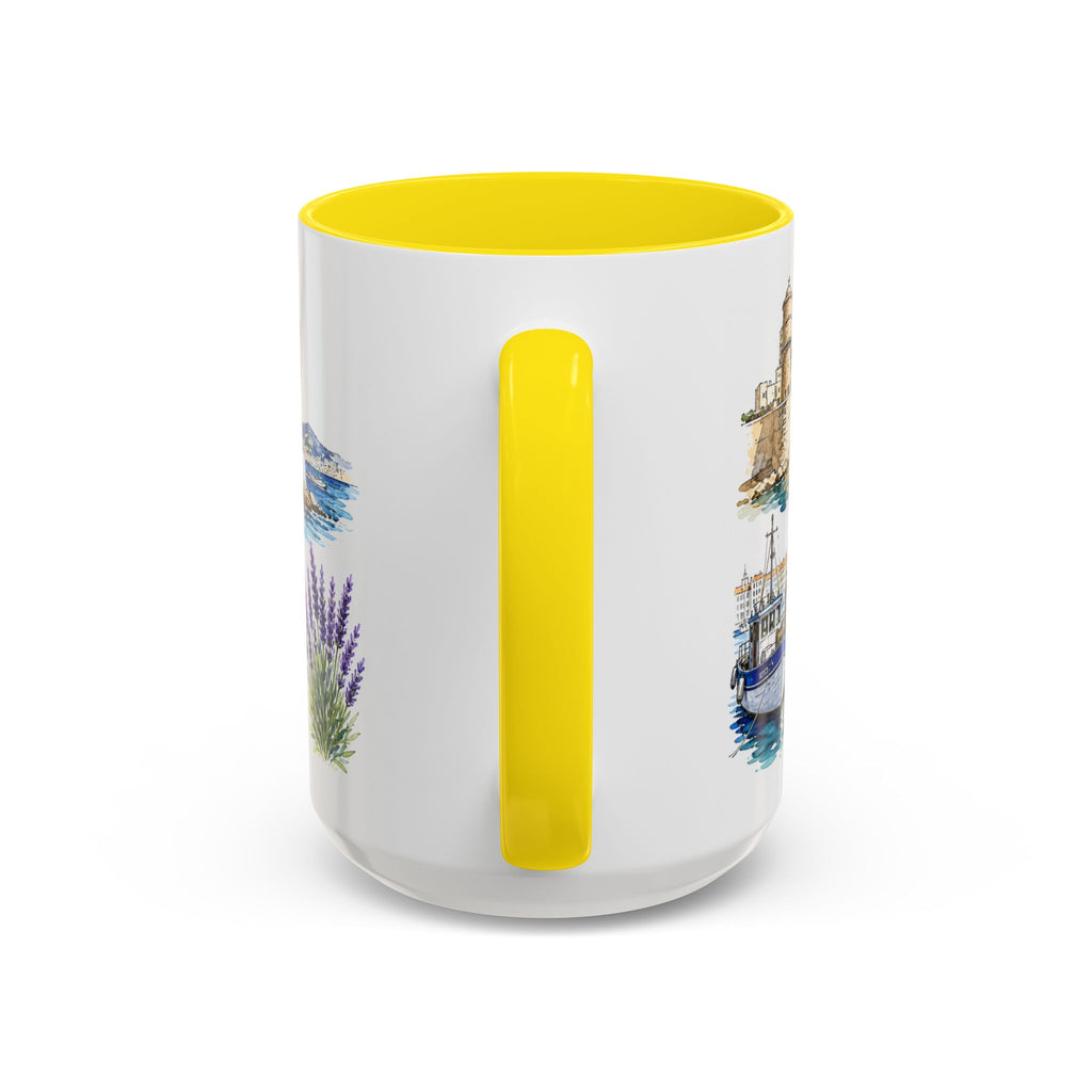 Marseille Illustrated Travel Mug | City Souvenir Accent Coffee Mug | 11oz 15oz Ceramic Cup