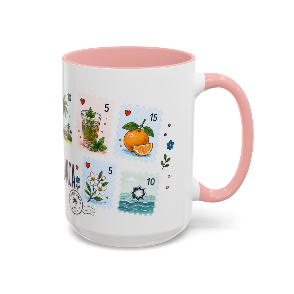Casablanca Coffee Mug | Postage Stamp Collage Mug | Travel Souvenir Accent Cup 11oz 15oz