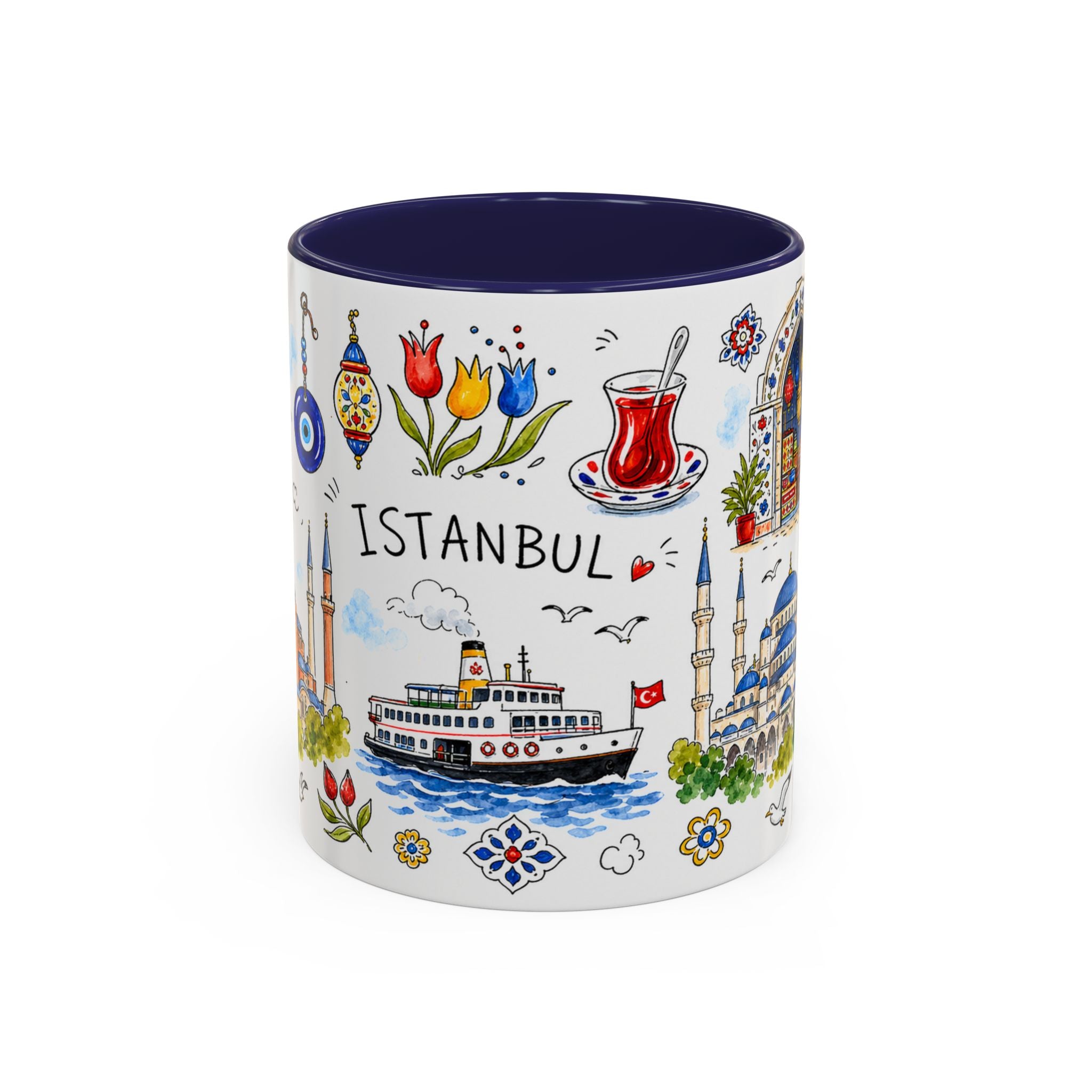 Istanbul Travel Mug | European City Souvenir Accent Coffee Mug | 11oz 15oz Ceramic Cup