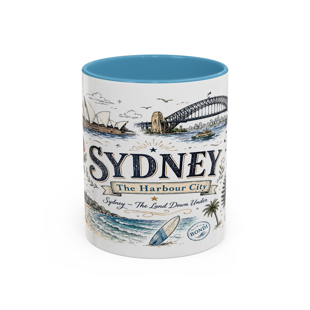 Sydney Coffee Mug | Australia Souvenir Travel Gift | Accent Color Ceramic 11oz 15oz