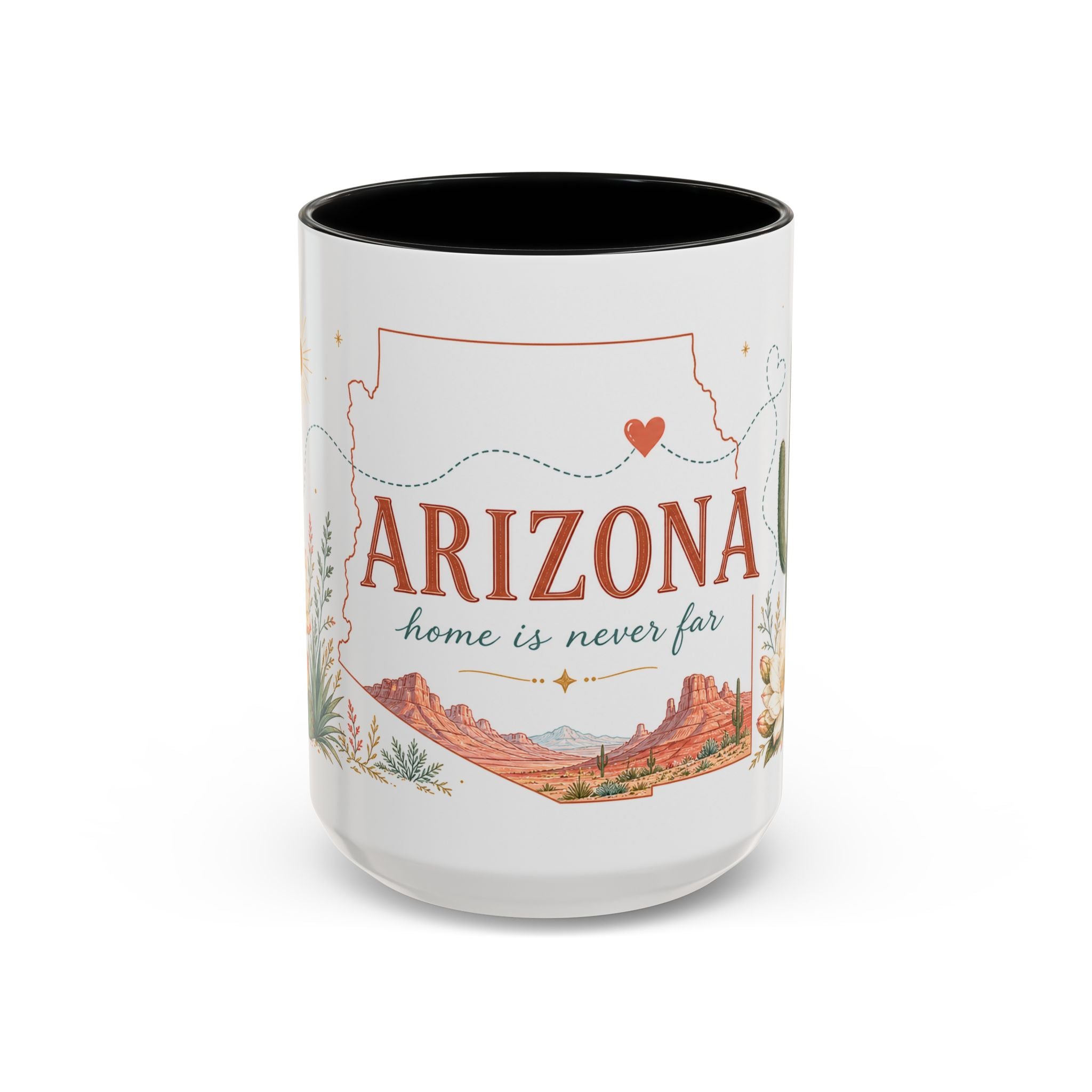 Arizona State Map Mug | Desert Landscape, Botanical Accents, Homesick Gift