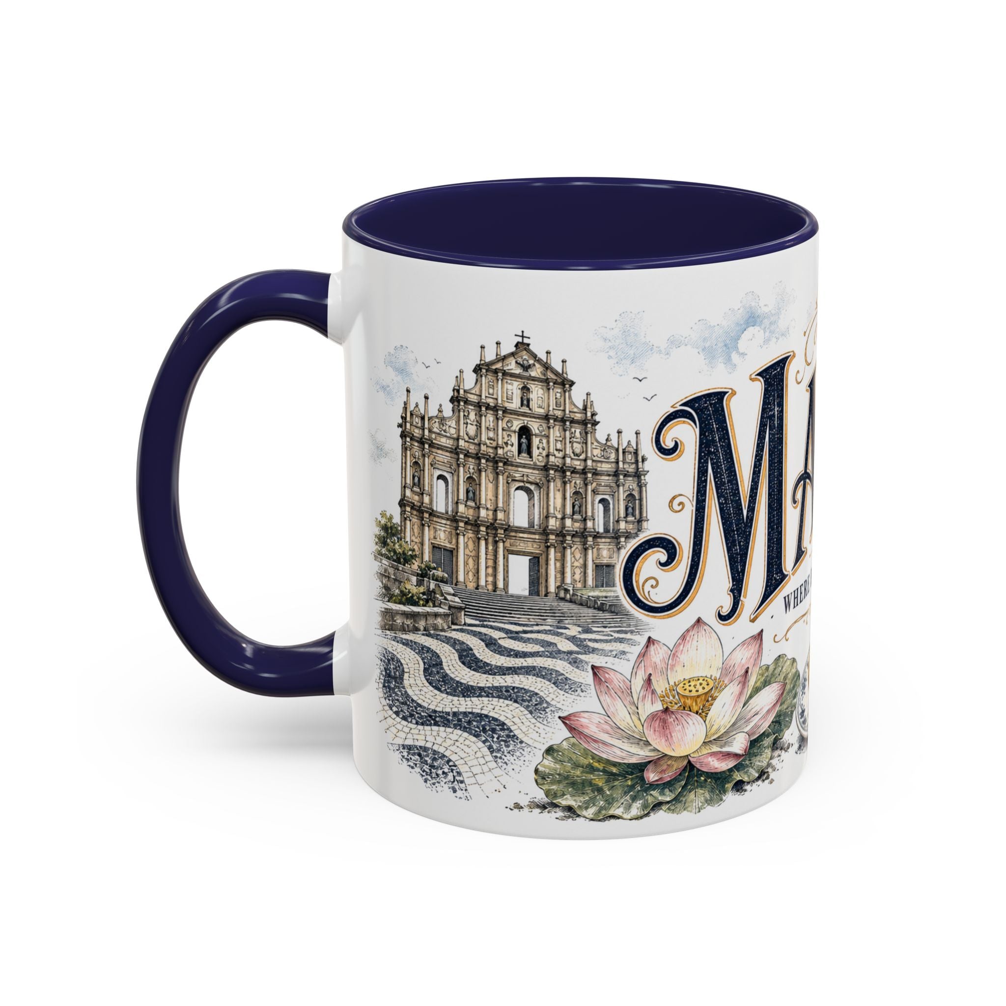 Macau Coffee Mug | Macau Travel Souvenir | Vintage Illustrated City Gift | 11 oz 15 oz Accent Mug