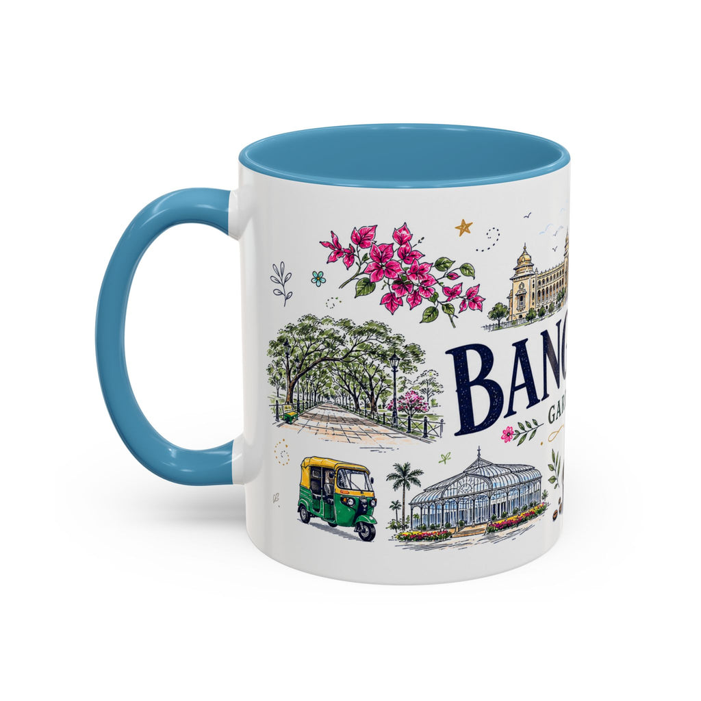 Bangalore Coffee Mug | India Souvenir Travel Gift | Accent Color Ceramic 11oz 15oz