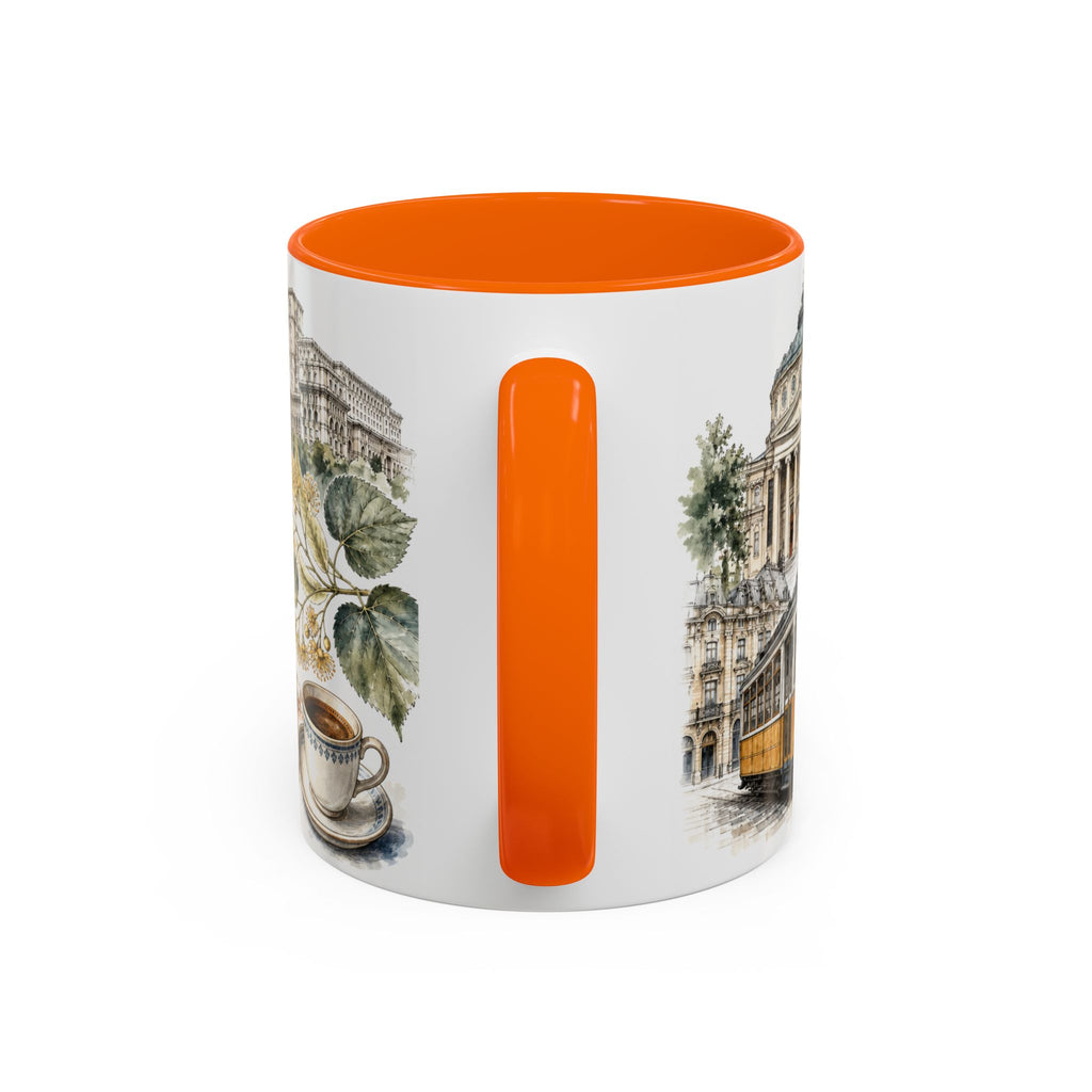 Bucharest Coffee Mug | Romania Travel Souvenir | Vintage Illustrated City Gift | 11 oz 15 oz Accent Mug