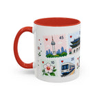 Seoul Coffee Mug | Postage Stamp Collage Mug | Travel Souvenir Accent Cup 11oz 15oz