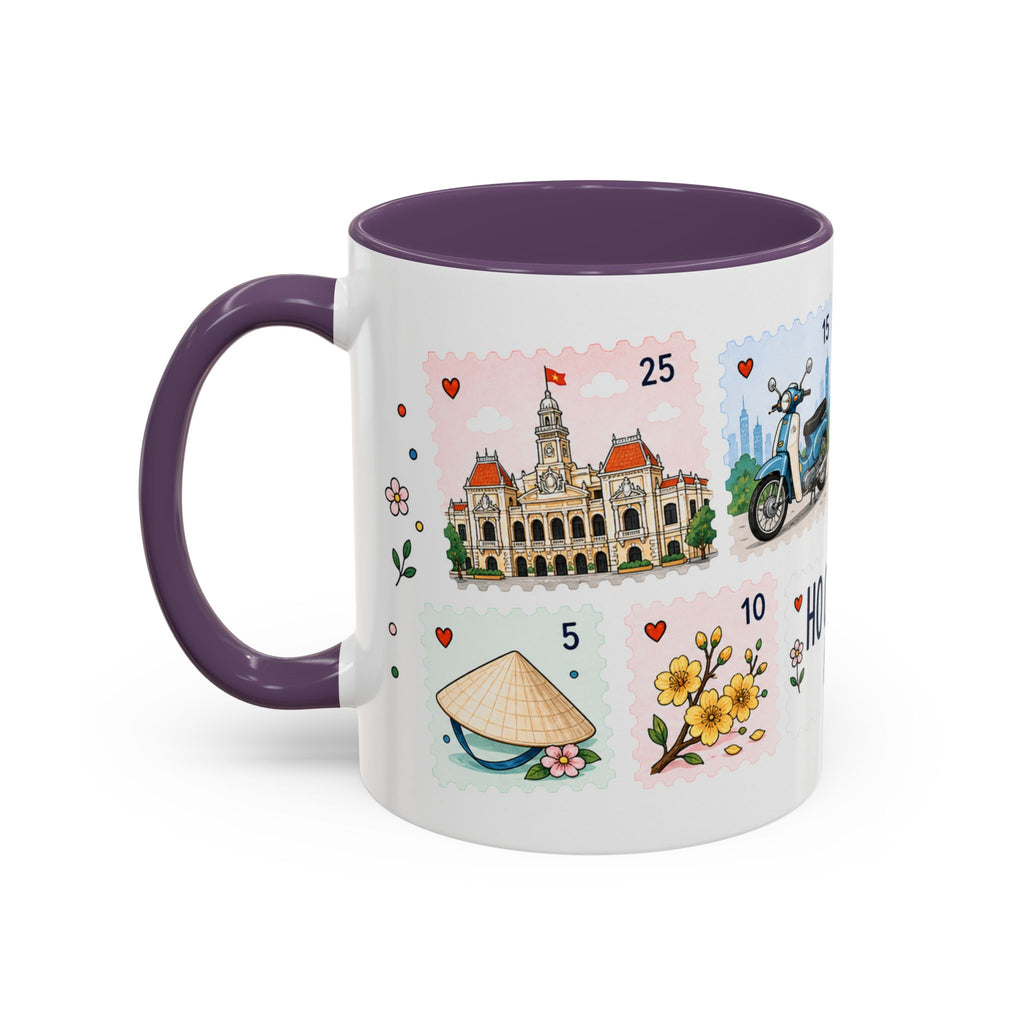 Ho Chi Minh City Coffee Mug | Postage Stamp Collage Mug | Travel Souvenir Accent Cup 11oz 15oz