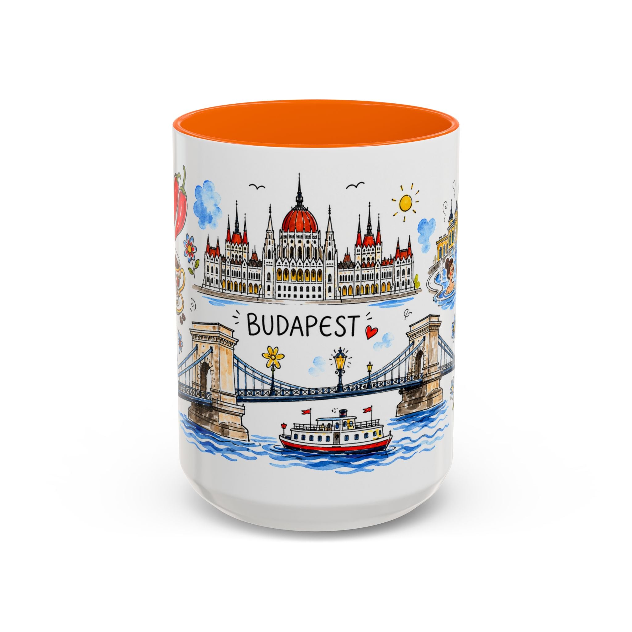 Budapest Travel Mug | European City Souvenir Accent Coffee Mug | 11oz 15oz Ceramic Cup