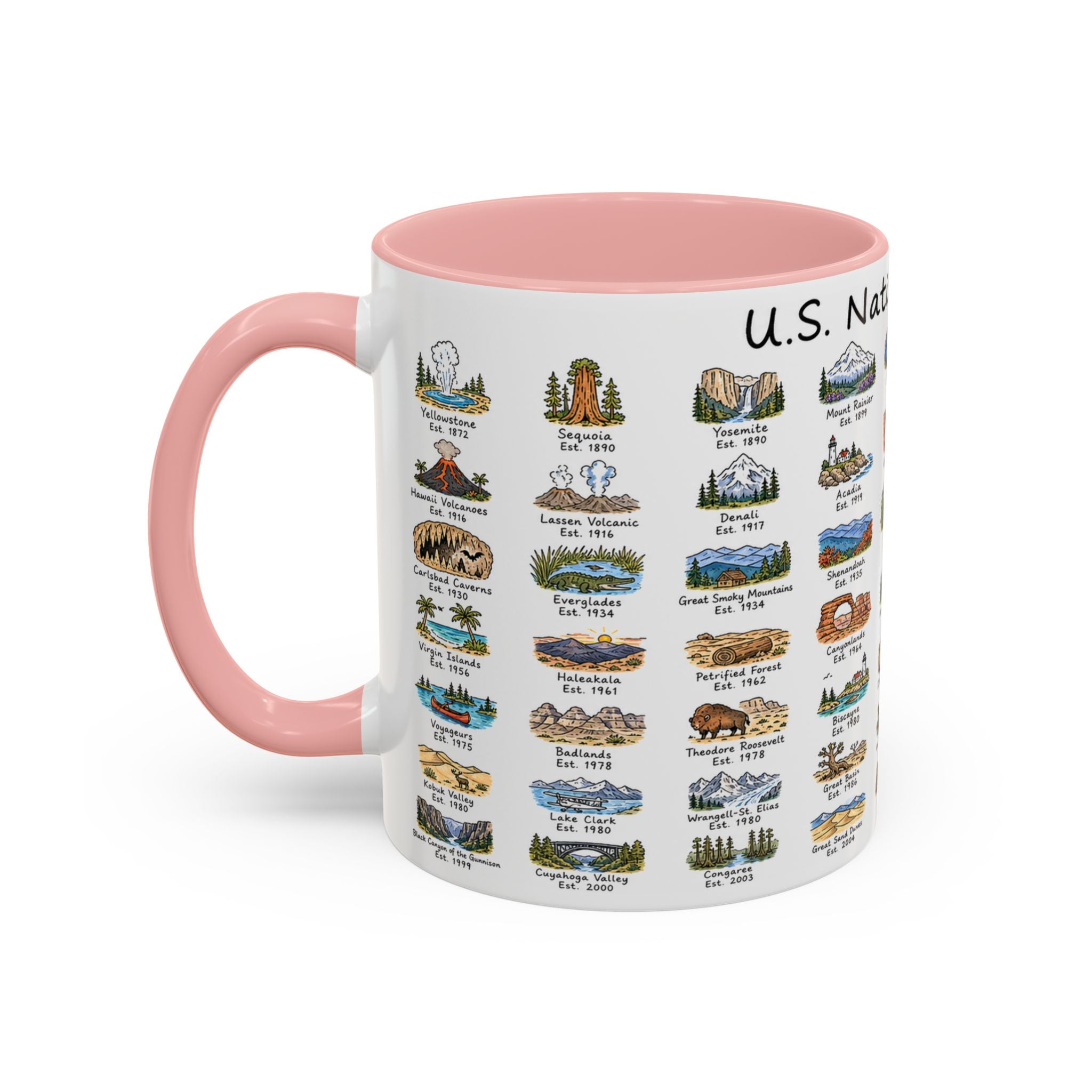 63 National Parks Mug | U.S. Parks Coffee Cup | Park Bucket List Gift | Road Trip Hiking Camping Souvenir