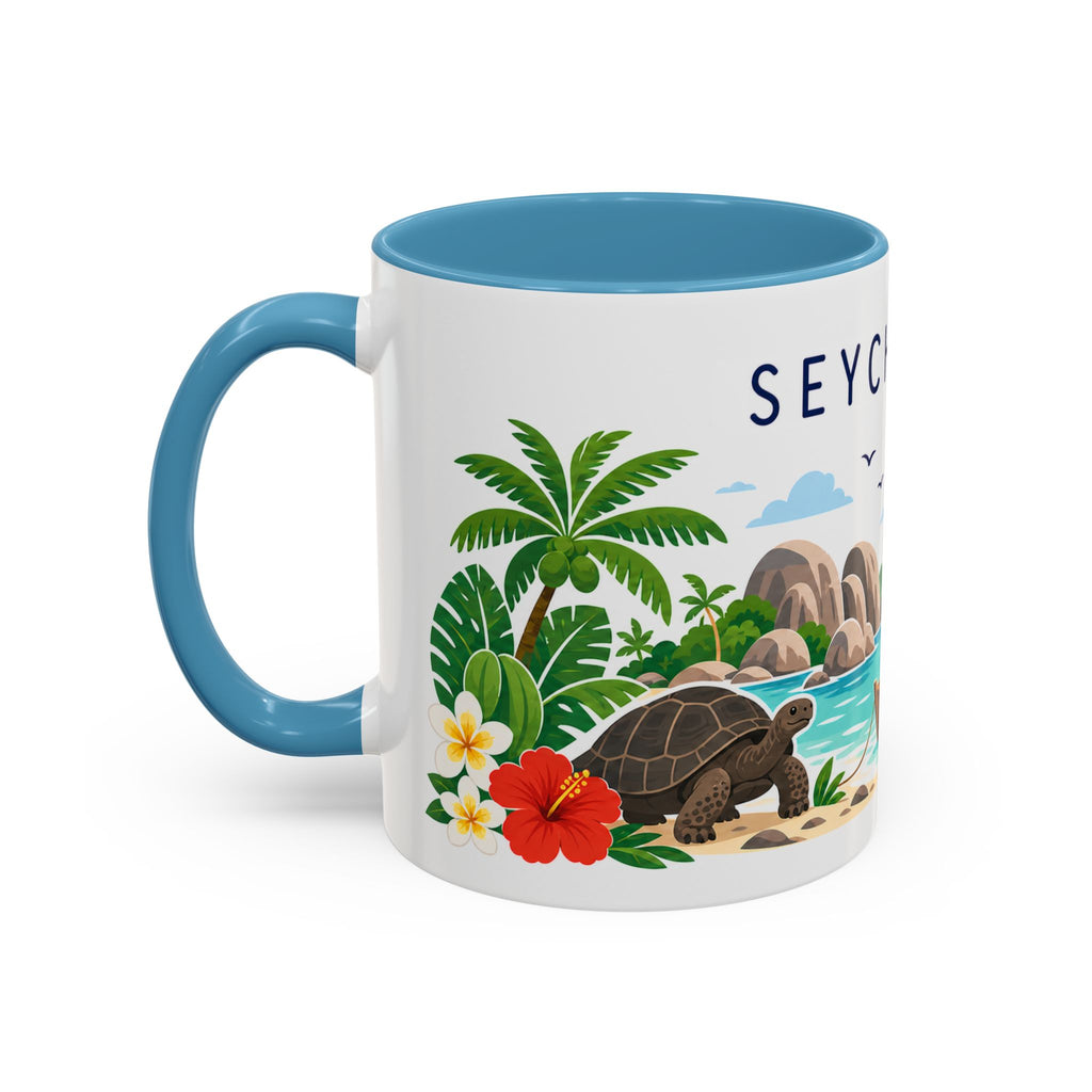 Seychelles Coffee Mug | Travel Destination Souvenir Gift | Accent Color Ceramic 11oz 15oz