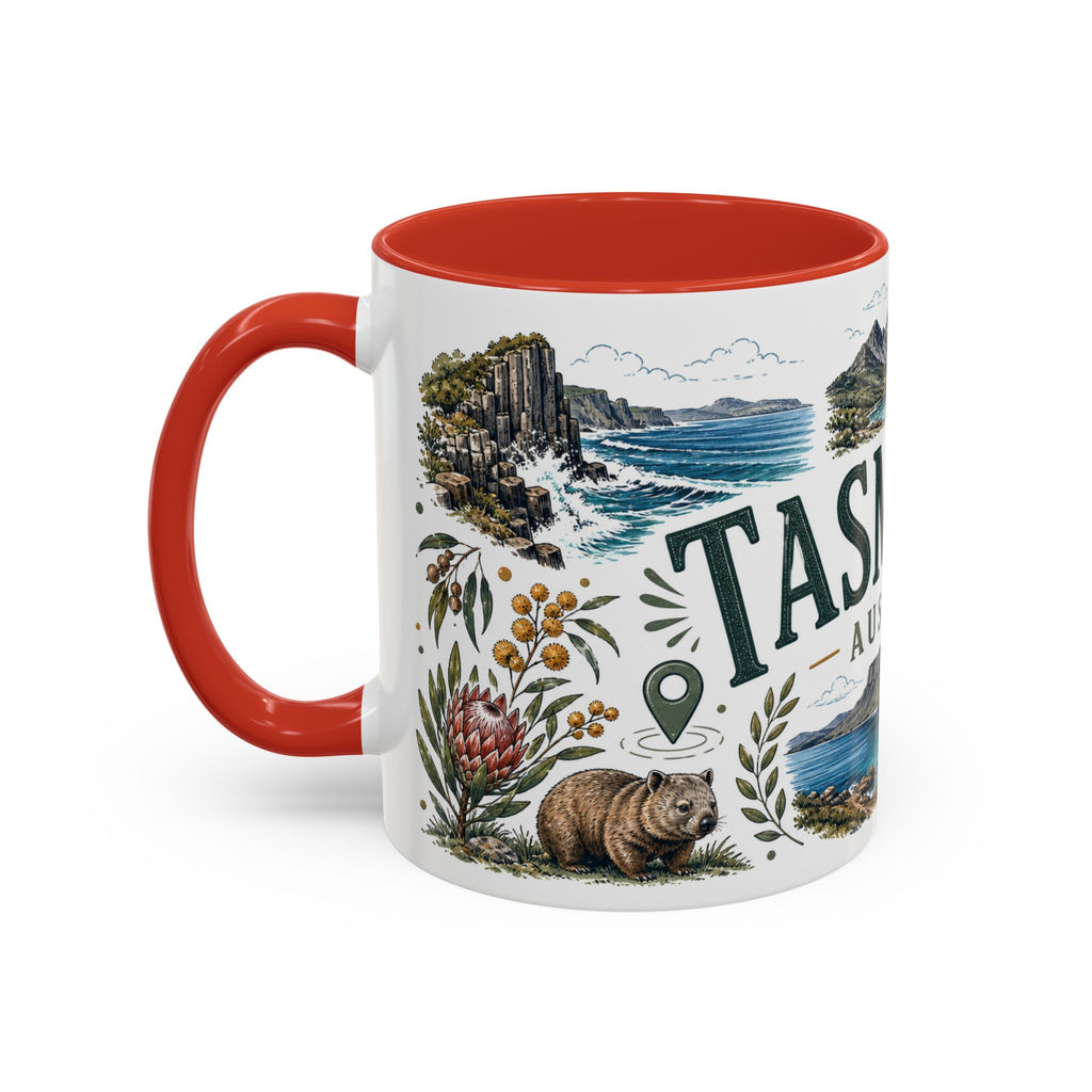 Tasmania Coffee Mug | Travel Destination Souvenir Gift | Accent Color Ceramic 11oz 15oz
