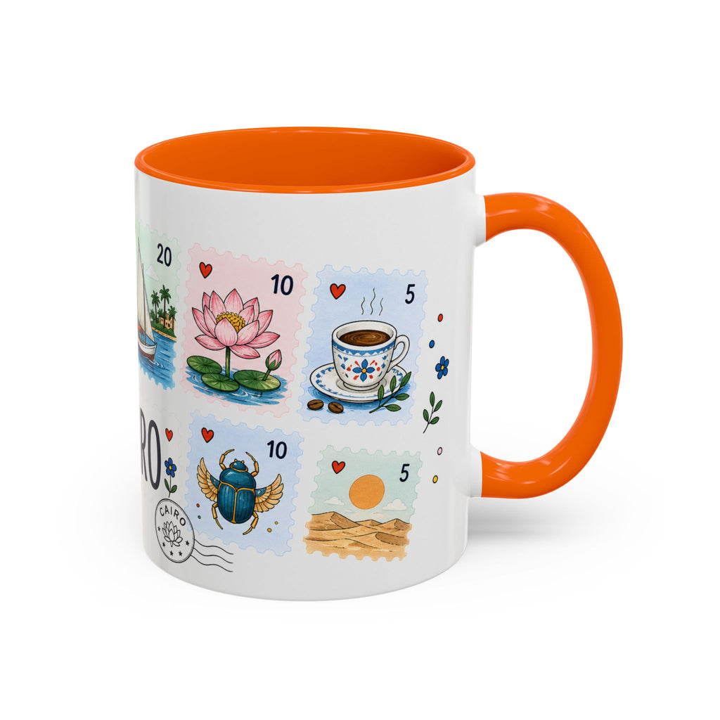 Cairo Coffee Mug | Postage Stamp Collage Mug | Travel Souvenir Accent Cup 11oz 15oz
