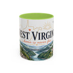 West Virginia State Map Mug | Appalachian Bridge, Rhododendron Accent Coffee Cup
