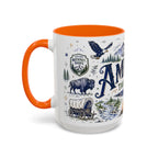 America the Beautiful Coffee Mug | Patriotic USA Gift | Accent Color Ceramic 11oz 15oz