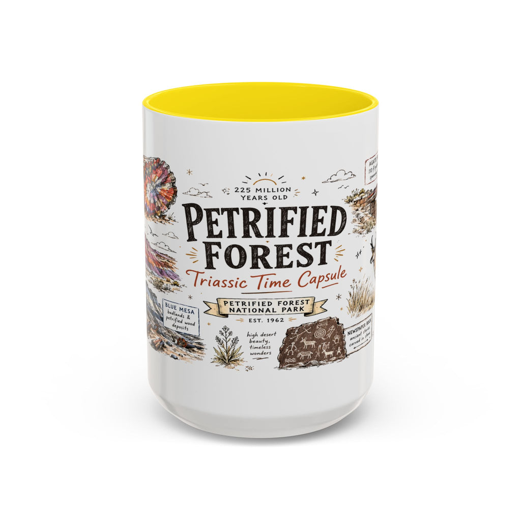 Petrified Forest National Park Coffee Mug | Arizona Painted Desert Fossil Gift | Accent Color Ceramic 11oz 15oz