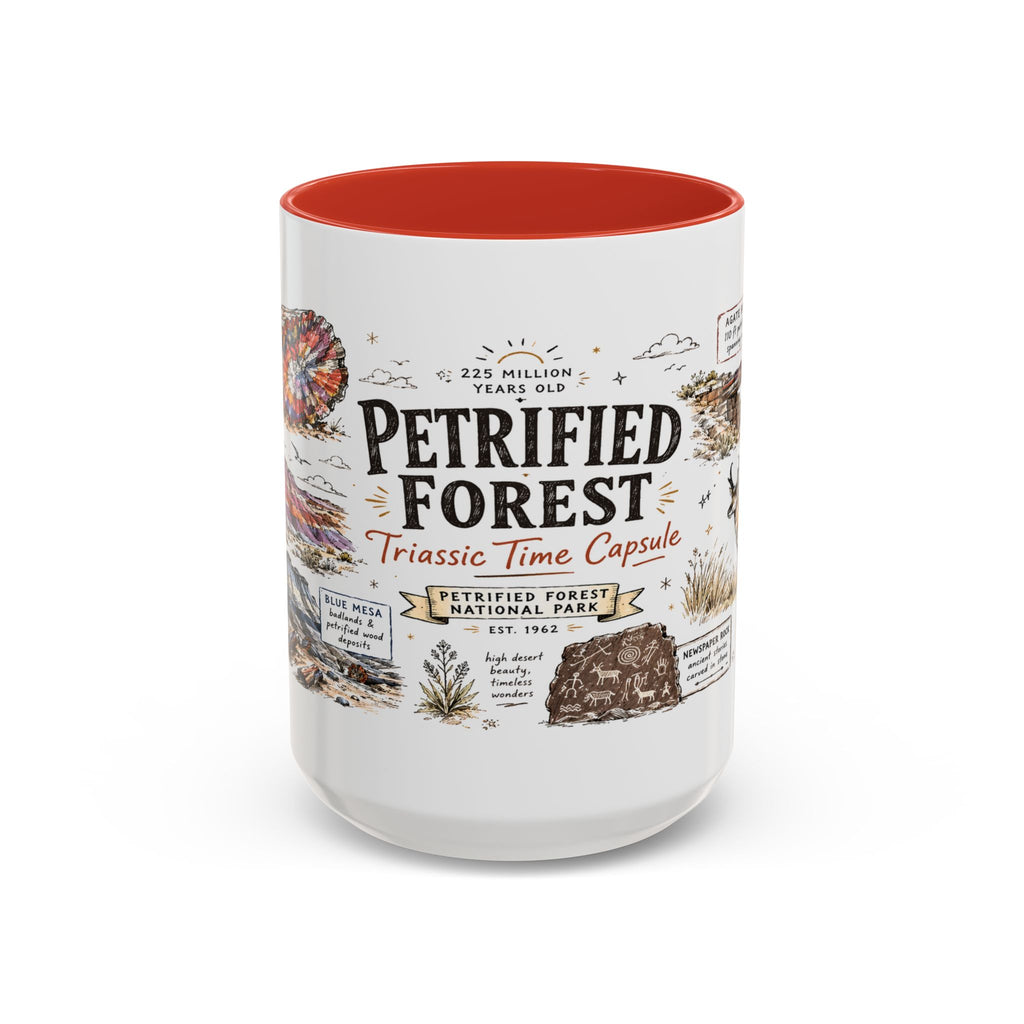Petrified Forest National Park Coffee Mug | Arizona Painted Desert Fossil Gift | Accent Color Ceramic 11oz 15oz