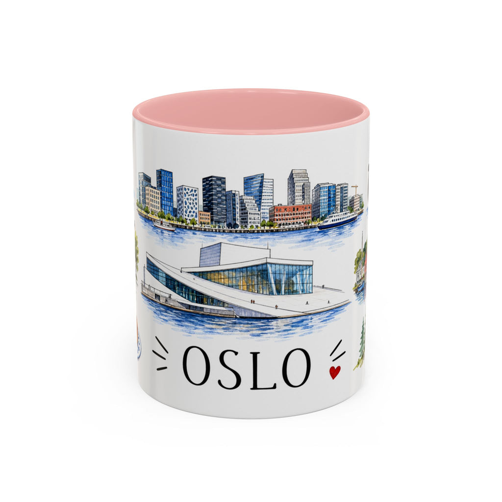Oslo Illustrated Travel Mug | City Souvenir Accent Coffee Mug | 11oz 15oz Ceramic Cup