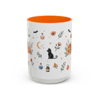 Black Cat Halloween Mug | Pumpkin Moon Watercolor Gift | Spooky Accent Cup 11oz 15oz