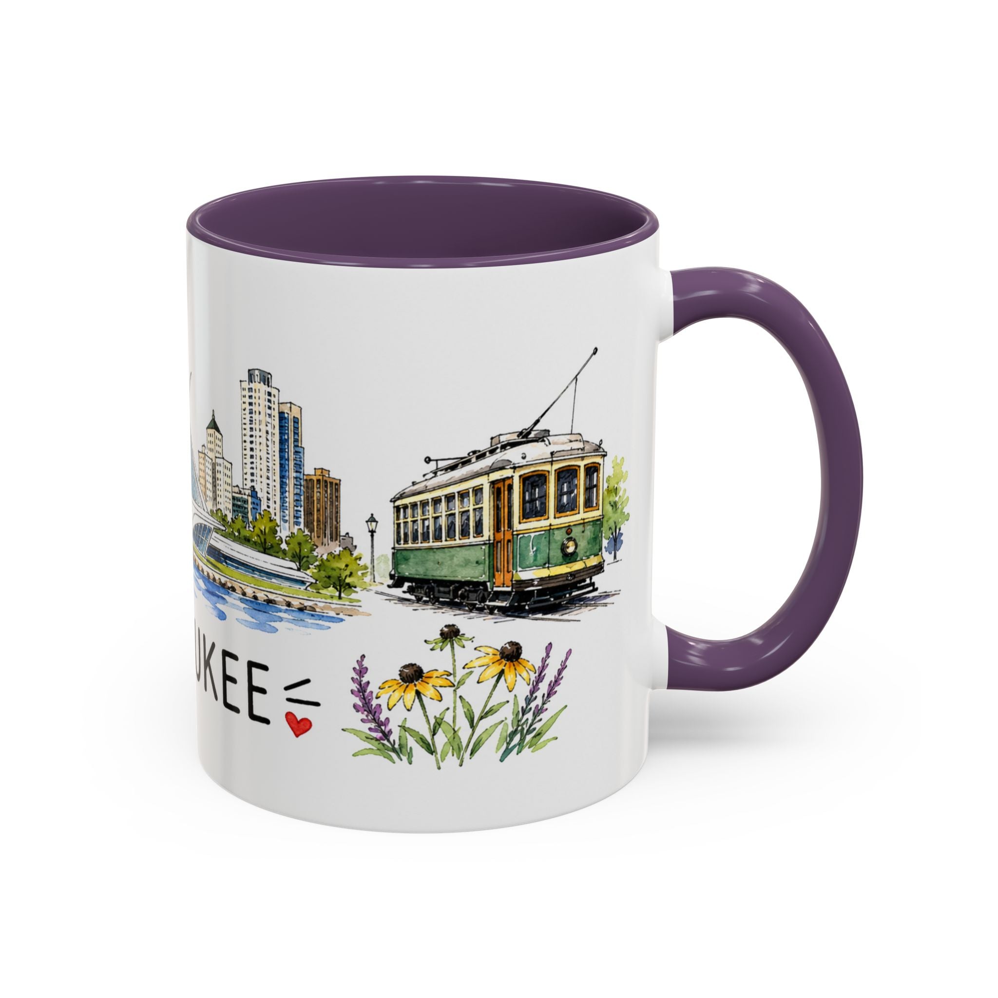 Milwaukee Illustrated Travel Mug | City Souvenir Accent Coffee Mug | 11oz 15oz Ceramic Cup