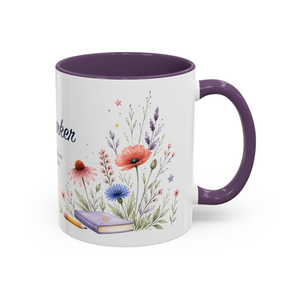 Personalized Kindergarten Teacher Mug | Custom Name Wildflower Rainbow Cup | Back to School Gift