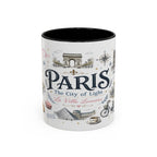 Paris Coffee Mug | France Souvenir Travel Gift | Accent Color Ceramic 11oz 15oz