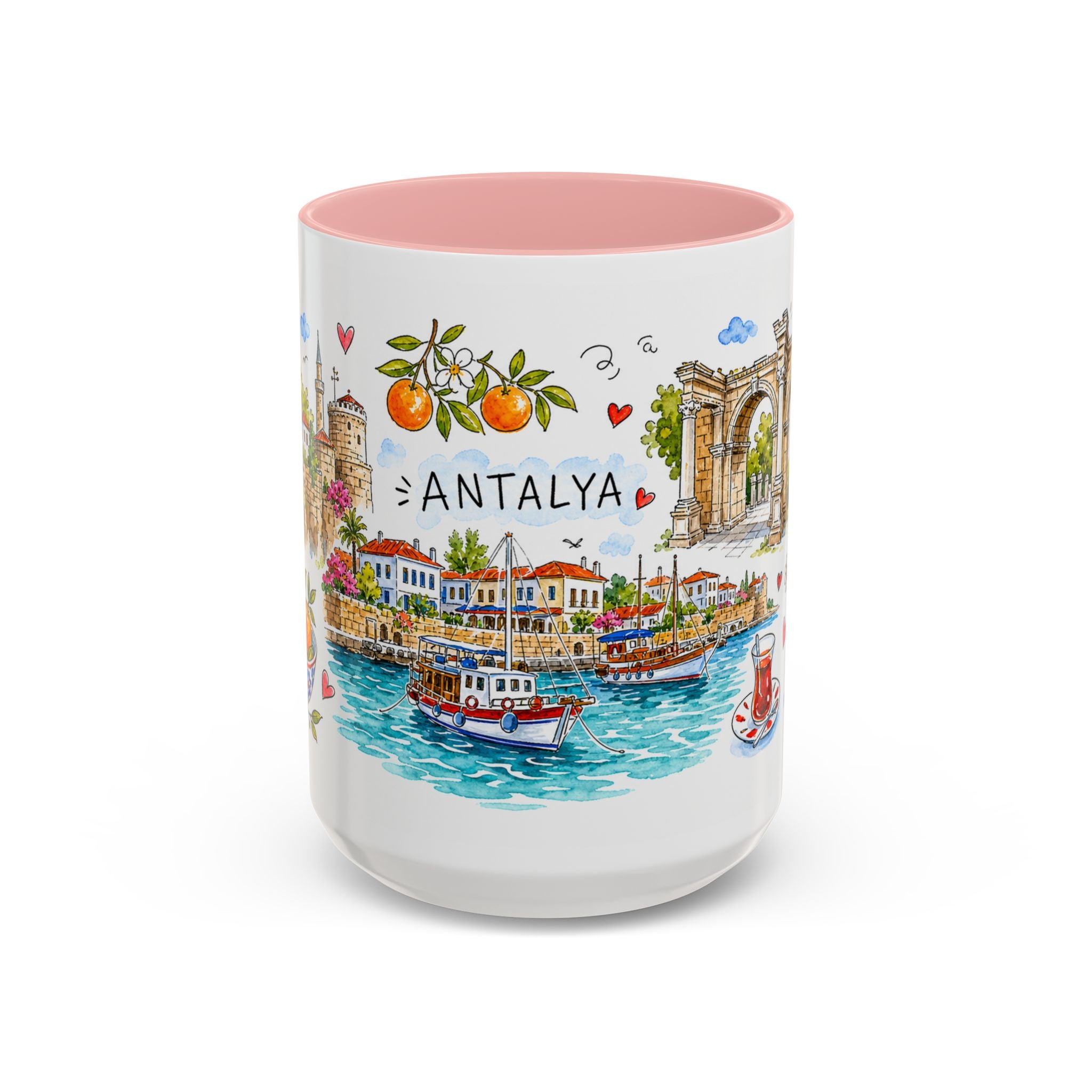 Antalya Travel Mug | European City Souvenir Accent Coffee Mug | 11oz 15oz Ceramic Cup