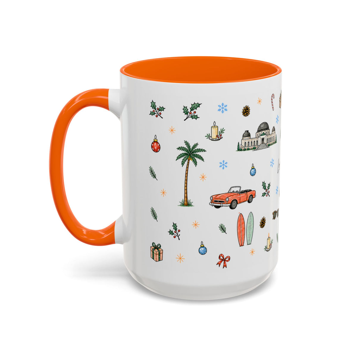 Los Angeles Christmas Mug | Watercolor City Souvenir | Ceramic Coffee Cup (11oz or 15oz)