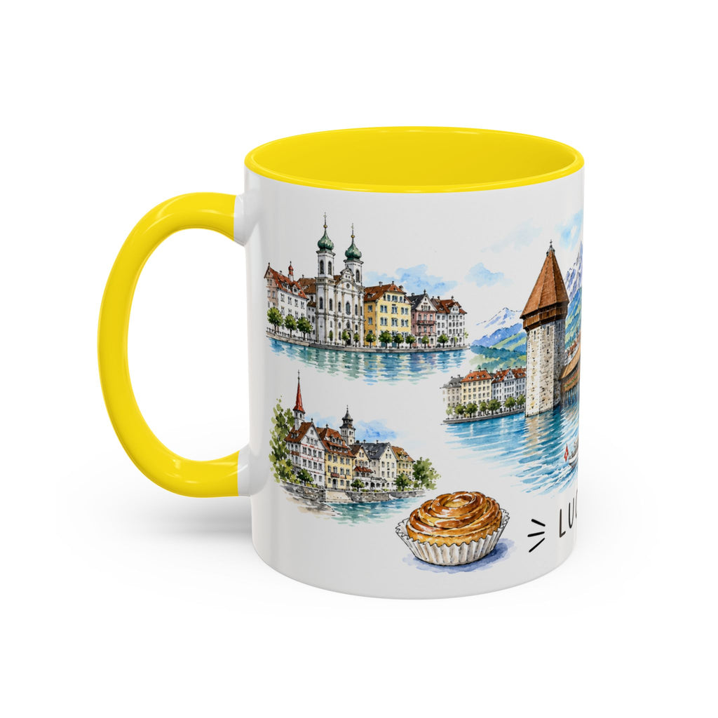 Lucerne Illustrated Travel Mug | City Souvenir Accent Coffee Mug | 11oz 15oz Ceramic Cup