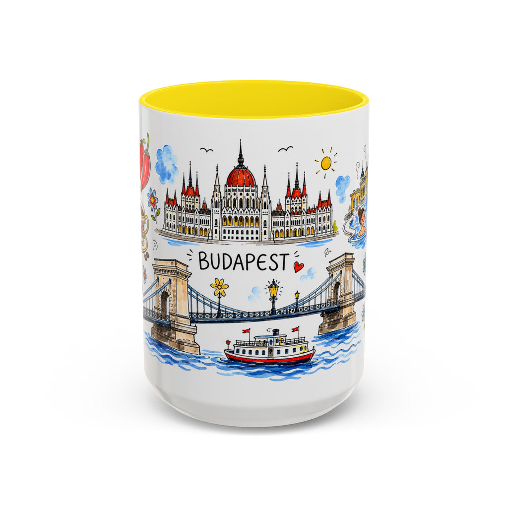 Budapest Travel Mug | European City Souvenir Accent Coffee Mug | 11oz 15oz Ceramic Cup