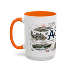 Acadia Coffee Mug | National Park Hiking Coastal Gift | Accent Color Ceramic 11oz 15oz