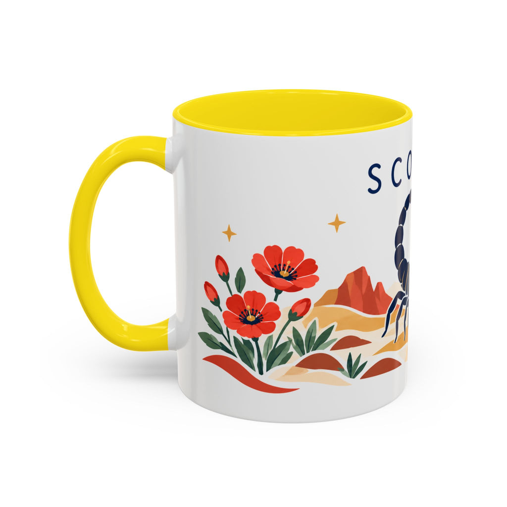 Scorpio Zodiac Coffee Mug | Scorpion and Desert Design | Astrology Birthday Gift | 11 oz 15 oz Ceramic Accent Mug