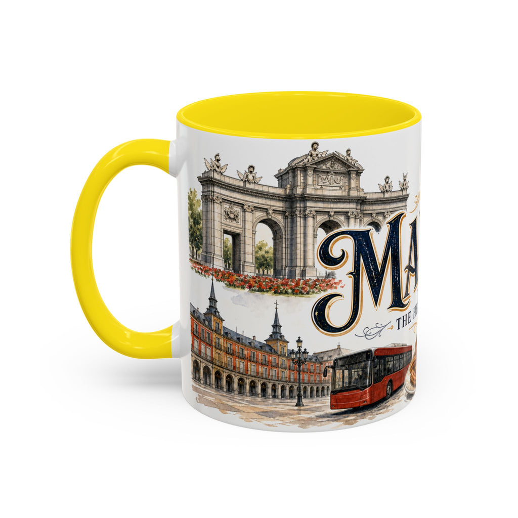 Madrid Coffee Mug | Spain Travel Souvenir | Vintage Illustrated City Gift | 11 oz 15 oz Accent Mug