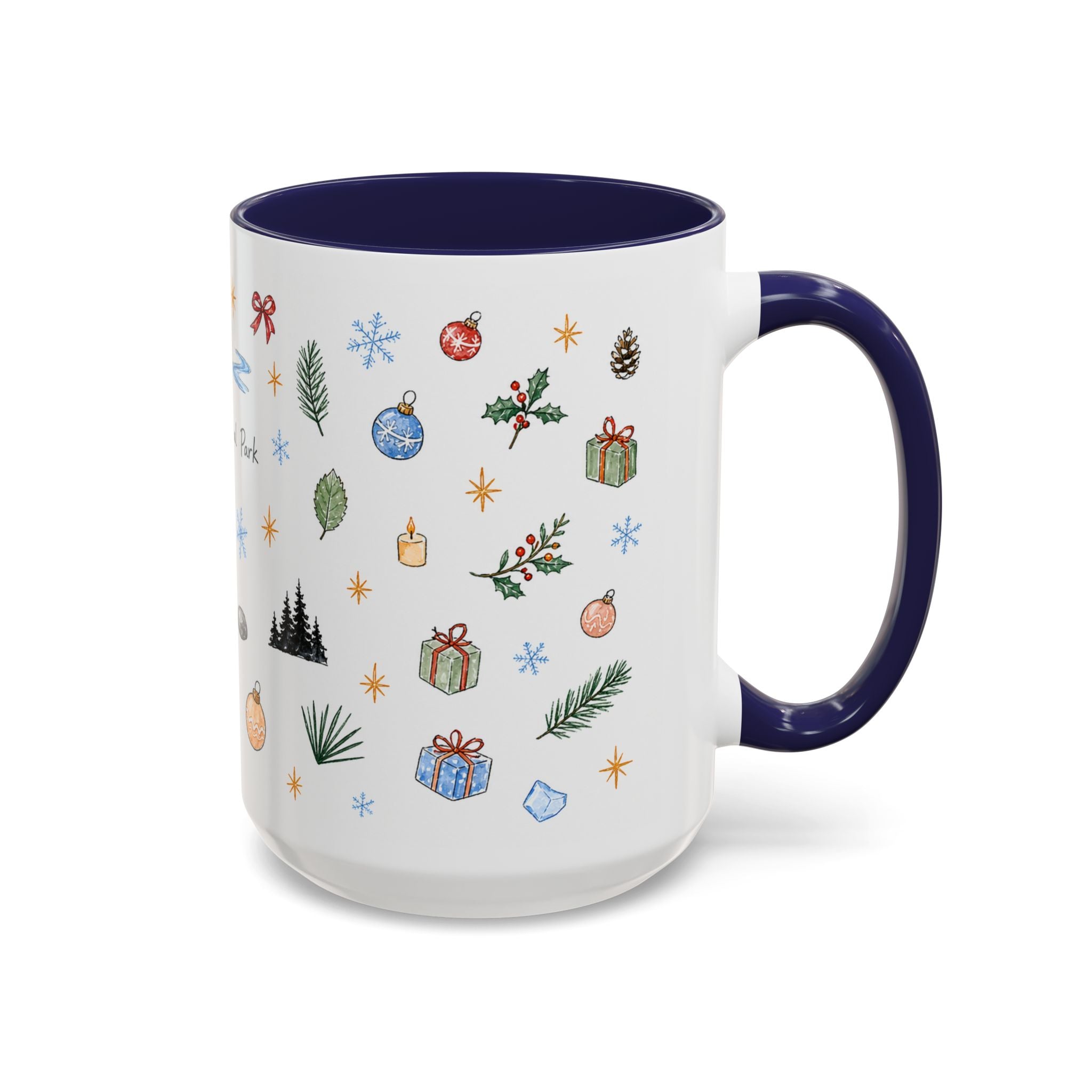 Denali National Park Christmas Mug | Watercolor Travel Souvenir | Holiday Gift | Accent Ceramic Coffee Cup 11oz 15oz