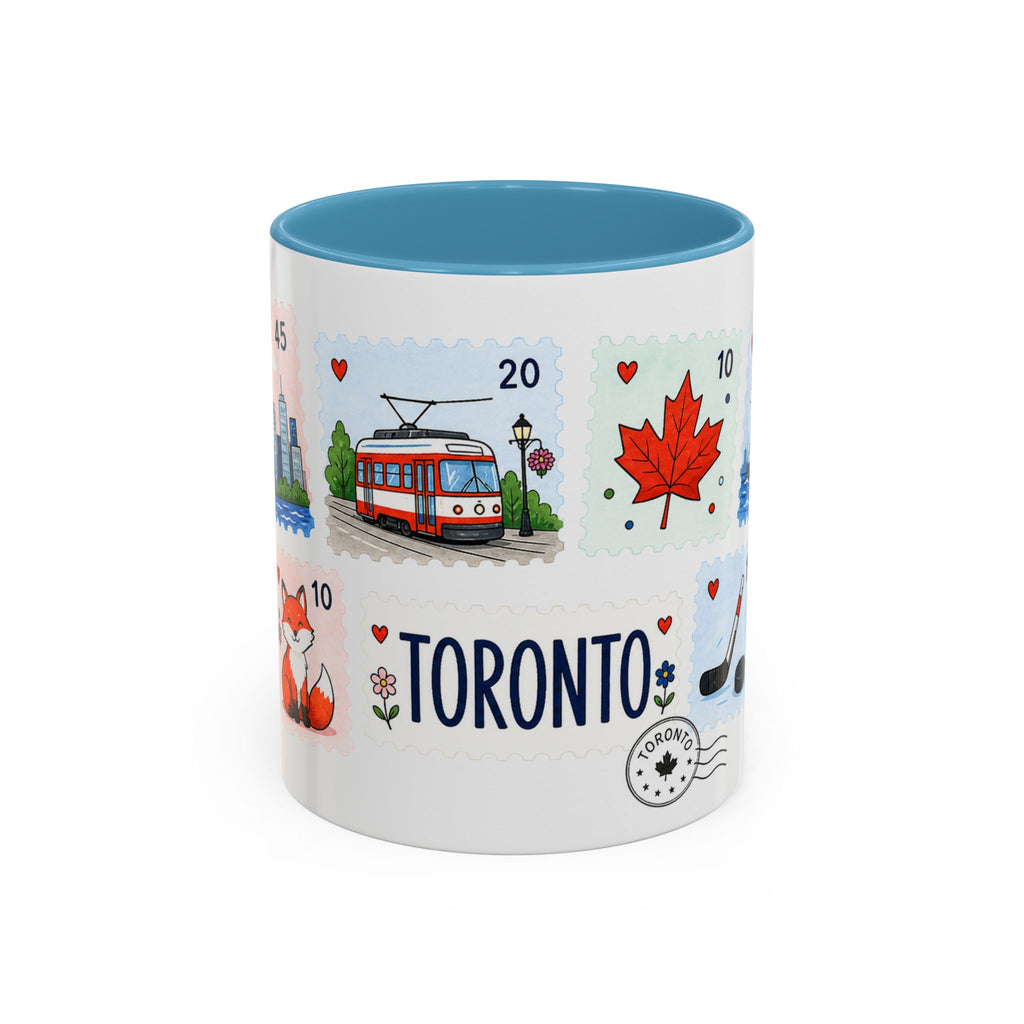 Toronto Coffee Mug | Postage Stamp Collage Mug | Travel Souvenir Accent Cup 11oz 15oz