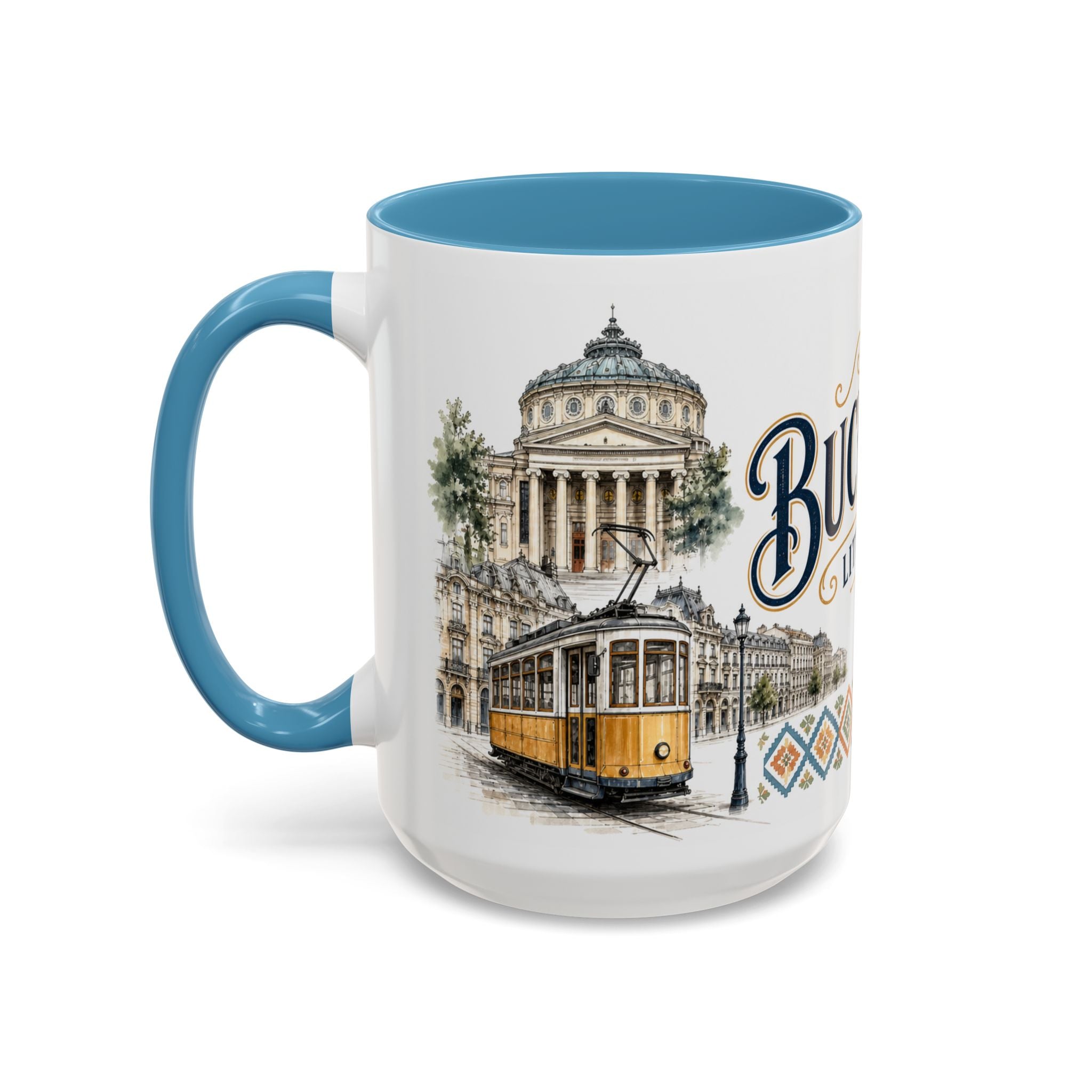 Bucharest Coffee Mug | Romania Travel Souvenir | Vintage Illustrated City Gift | 11 oz 15 oz Accent Mug