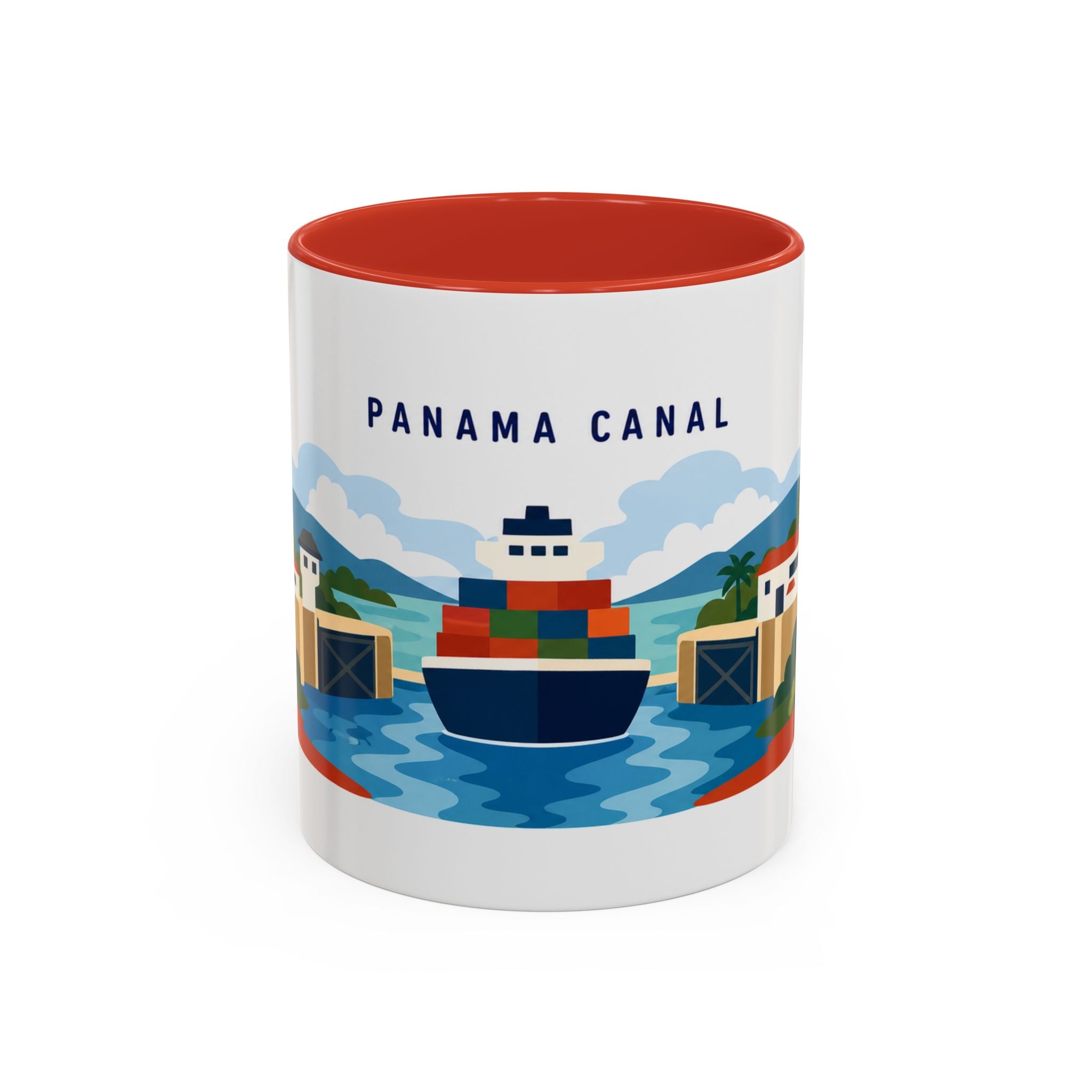 Panama Canal Coffee Mug | Travel Destination Souvenir Gift | Accent Color Ceramic 11oz 15oz