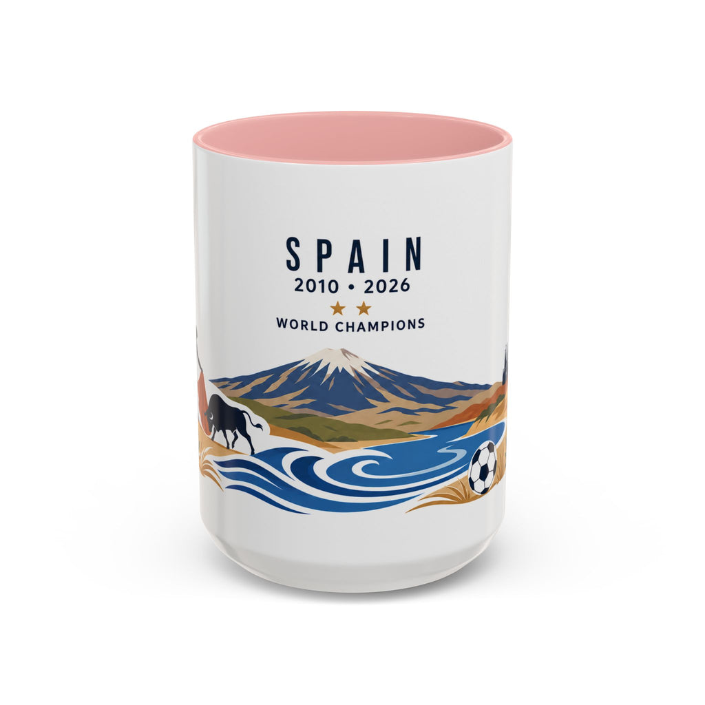 Spain World Champions Mug | 2010 2026 Spanish Soccer Gift | Two Time Football Champion Cup | 11oz 15oz Accent Mug