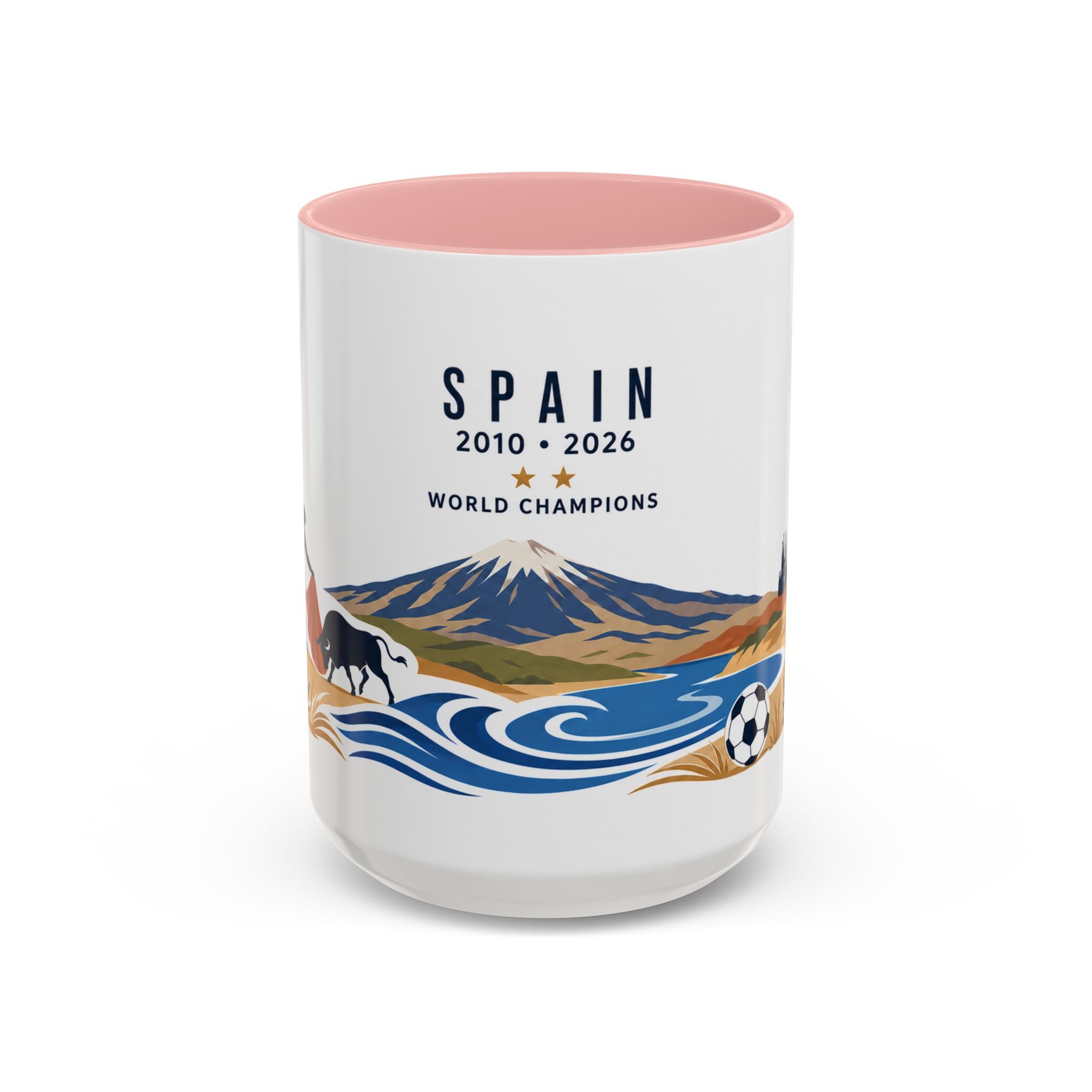Spain World Champions Mug | 2010 2026 Spanish Soccer Gift | Two Time Football Champion Cup | 11oz 15oz Accent Mug